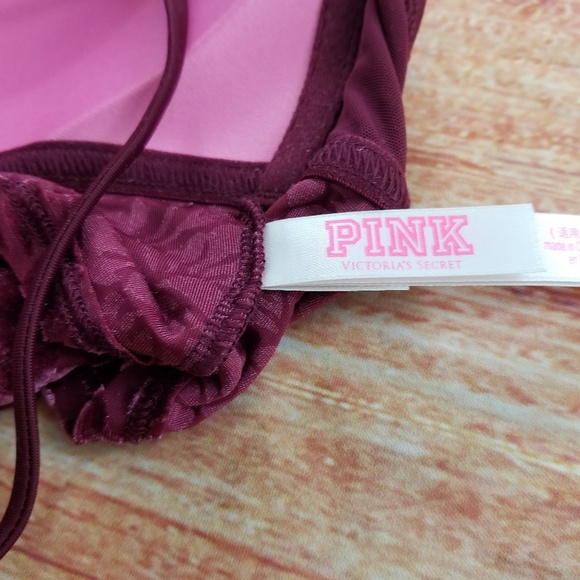 PINK VS Brand Ruby Red Velvet Bralette Large NIB - Picture 8 of 8